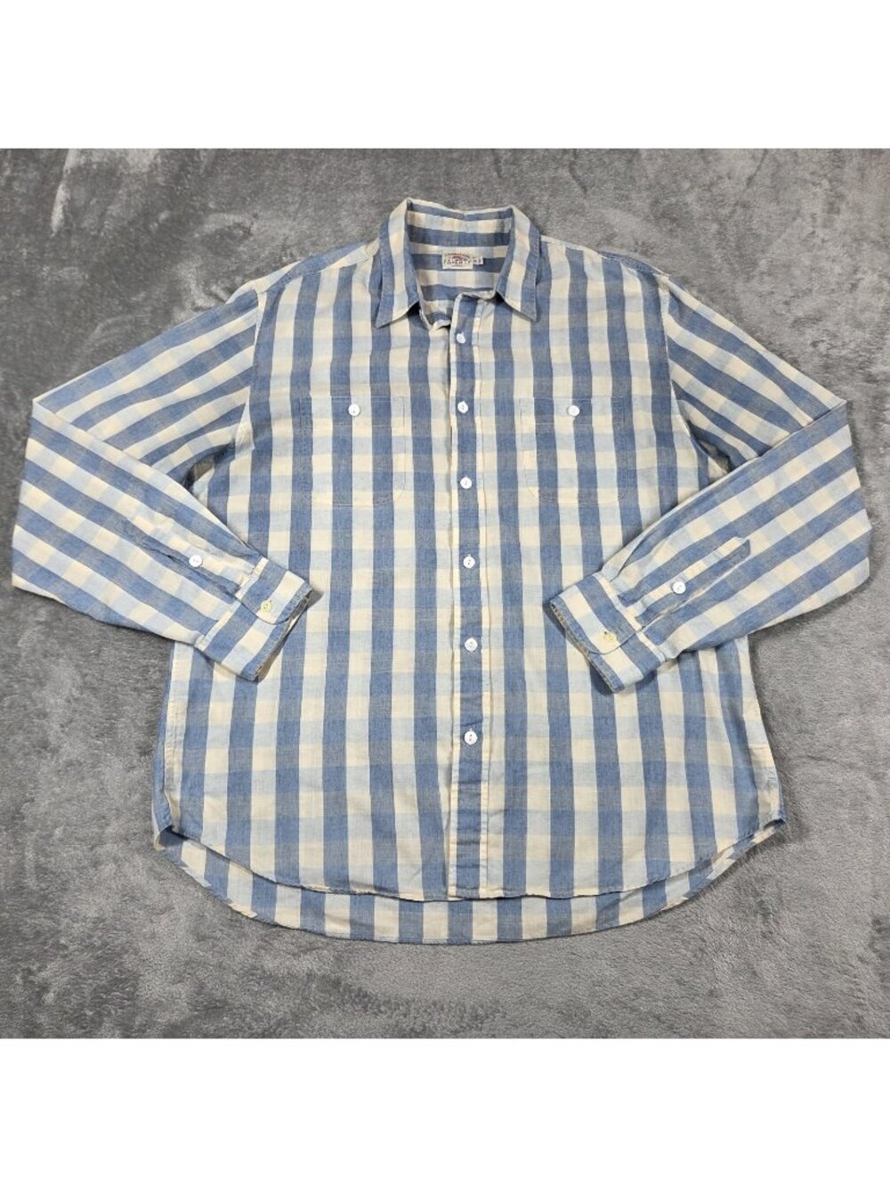 Faherty Shirt Mens XL Blue Check Lightweight Casual Beachy Coastal Button Up